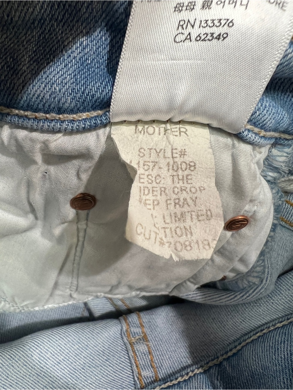 Mother The Insider Crop Step Fray Jeans in Wash Limited Edition Size 26 - Picture 11 of 11